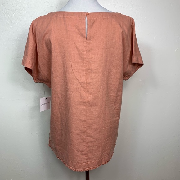 Liz Claiborne Linen Top Flax LagenLook Raw Hem - Picture 8 of 16